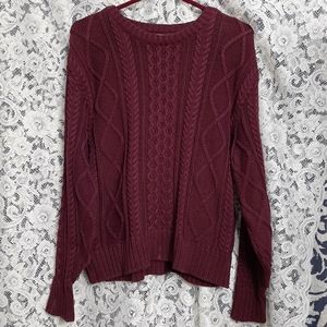 [L.L. Bean] Beautiful wine color cableknit sweater